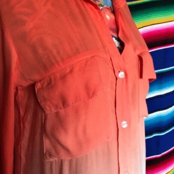 Anthro Cloth & Stone Night Fade Ombre Button Down - Picture 3 of 8